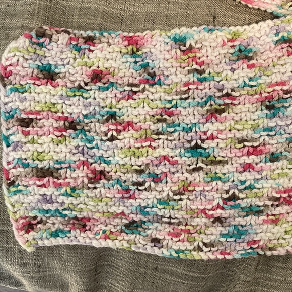 NWOT Hand knit multi color cotton washcloth - Picture 2 of 3